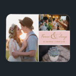 Imán Fotografía rosa Gracias Collage Por Siempre Y Siem<br><div class="desc">Guión rosa y dorado "Siempre y siempre" boda de diseño gracias imanes con tres de tus fotos bodas favoritas. Muestra a tu familia y amigos tu aprecio por ser parte de la celebración de tu boda con uno de estos hermosos keepsakes.</div>