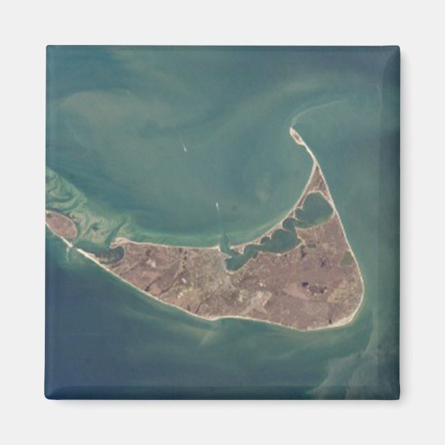Imán Fotografía satelital de Nantucket (Frente)