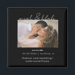 Imán Fotografía simple y elegante Boda negra salva la f<br><div class="desc">Foto contemporánea Boda de texto en blanco y negro Guardar el imán de fecha.</div>