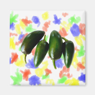 Imán Fotografía verde de cuatro pimientas del Jalapeno