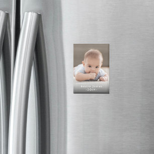 Imán Fotografía y texto blanco simple Estilo Keepsake m