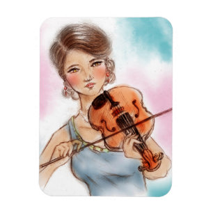 Imán fotográfico color rosa y azul - Violín