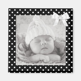 Imán fotográfico con puntos de Polka blanco y negr