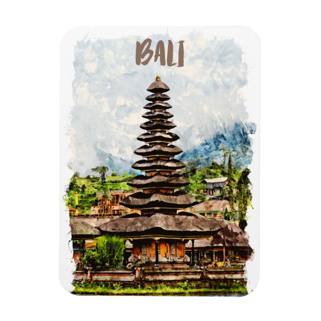 Imán fotográfico de Bali Indonesia Ulun Danu Berat (Vertical)