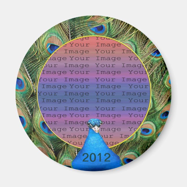 Imán fotográfico de Boda pavo real (Frente)