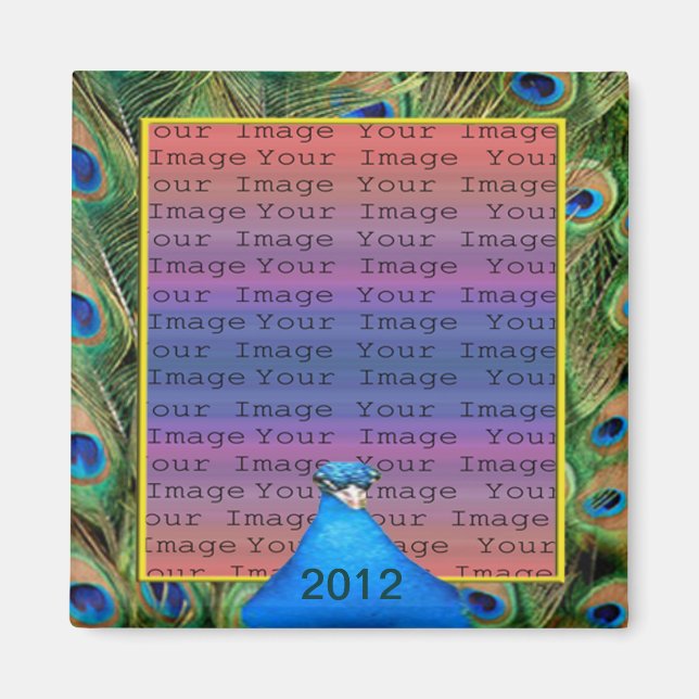 Imán fotográfico de Boda pavo real (Frente)