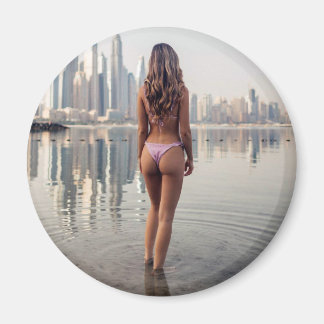 Imán fotográfico de Chica de pinzas de bikini