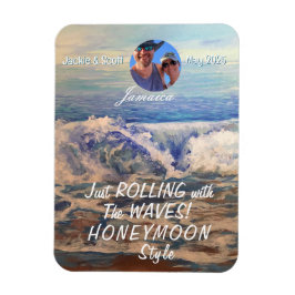 Imán fotográfico de crucero de luna de miel azul P