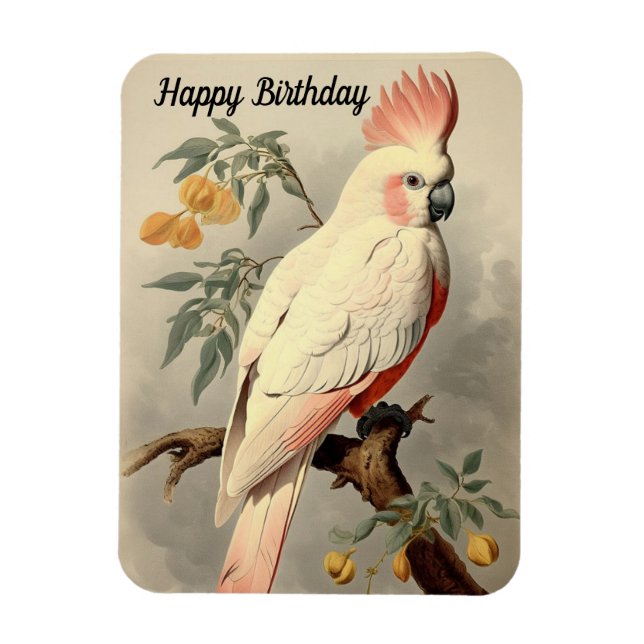 Imán fotográfico de cumpleaños para aves tropicale (Vertical)