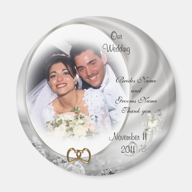 Imán fotográfico de diamantes a favor de la boda (Frente)