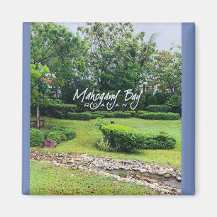 Imán fotográfico de la bahía de Mahogany, Roatan,