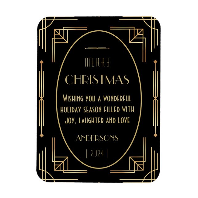 Imán fotográfico de Navidades Art Deco (Vertical)