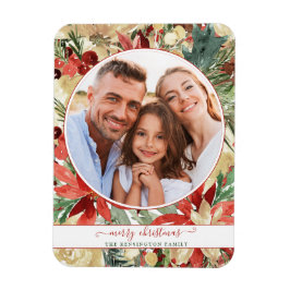 Imán fotográfico de Navidades florales de festivid