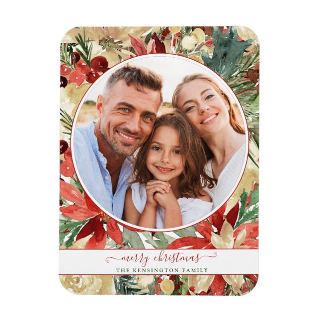 Imán fotográfico de Navidades florales de festivid (Vertical)