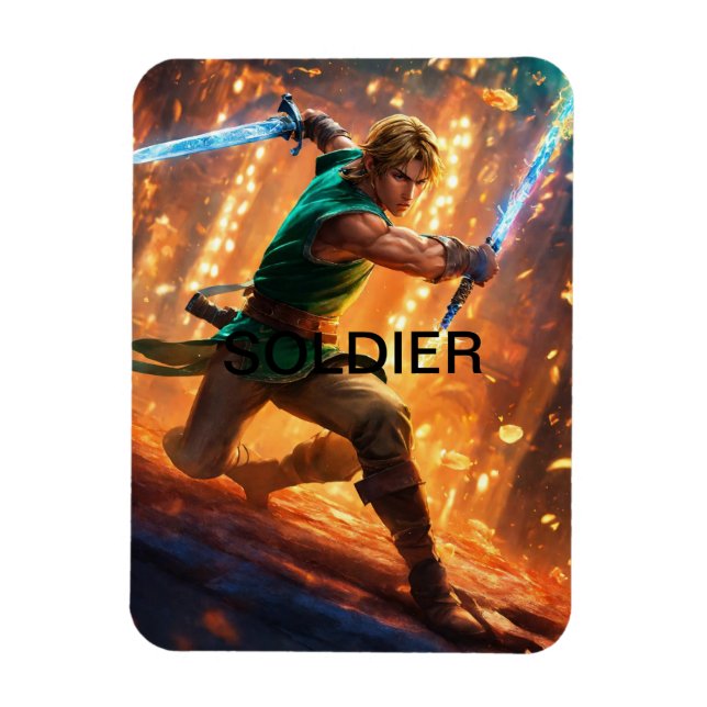 Imán fotográfico de personalizado Soldado: Diseño  (Vertical)