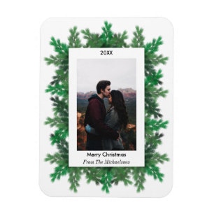 Imán fotográfico de ramas de árbol de Navidad