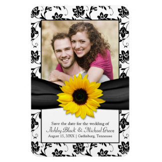 Imán fotográfico del Boda floral blanco girasol ne