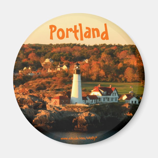imán fotográfico del faro Portland Maine (Frente)