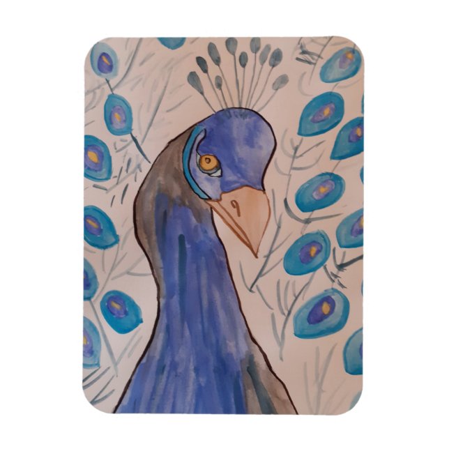 Imán fotográfico flexible azul pavo real (Vertical)