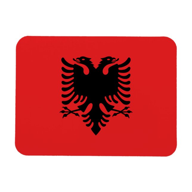 Imán fotográfico flexible con bandera de Albania (Horizontal)