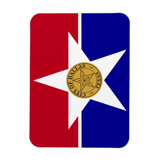 Imán fotográfico flexible con bandera de Dallas (Vertical)