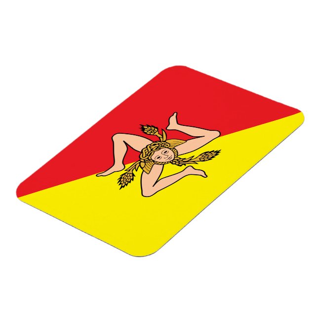 Imán fotográfico flexible con bandera de Sicilia (Lado Izquierdo)