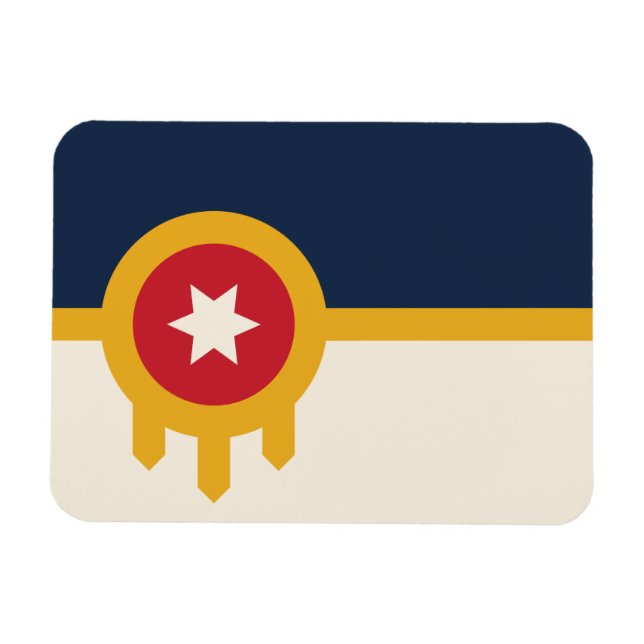 Imán fotográfico flexible con bandera de Tulsa, Ok (Horizontal)