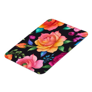 Imán fotográfico flexible con Rosa Floral Patern