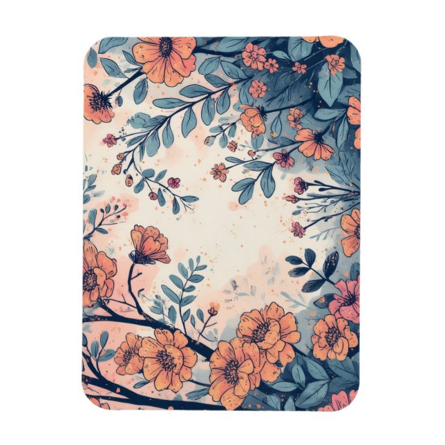 Imán fotográfico flexible diseñado con flor abstra (Vertical)