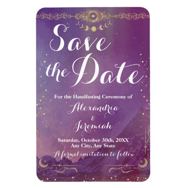 Imán fotográfico flexible Violet Sky Gold Moon (Vertical)