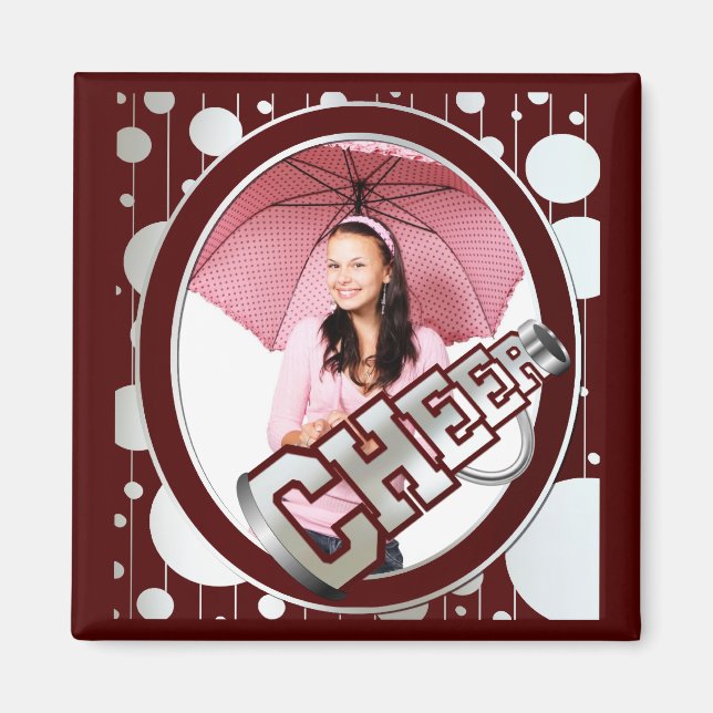 Imán fotográfico Maroon Personalizado Cheerader (Frente)