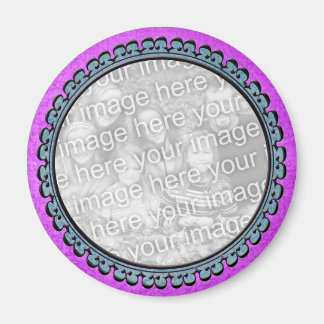 Imán fotográfico morado y Verde azulado