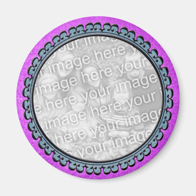 Imán fotográfico morado y Verde azulado (Frente)