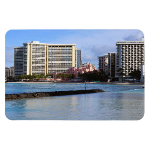 Imán fotográfico panorámico de Waikiki