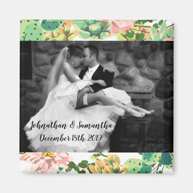 Imán fotográfico personalizado Bohemian Cactus Suc (Frente)