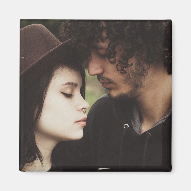 Imán fotográfico personalizado de la pareja (Frente)