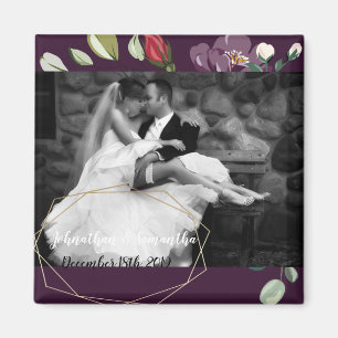 Imán fotográfico personalizado Plum Rosas púrpura