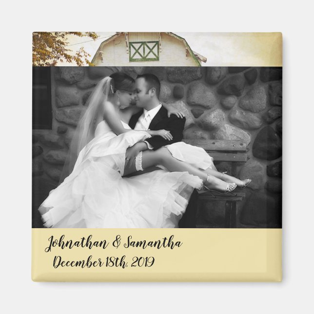 Imán fotográfico personalizado Sunset Barn Country (Frente)