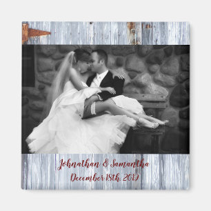 Imán fotográfico personalizado White Wash Wood Bar