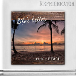 Imán fotográfico Rústico de Wood Beach