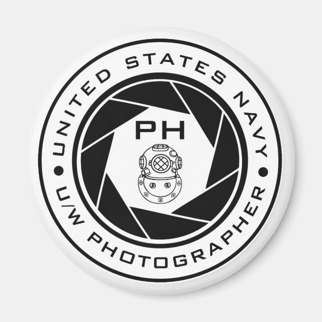 Imán Fotógrafo submarino de la Marina de Estados Unidos (Frente)