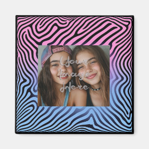 Imán Fotograma de foto de zebra de gradiente azul rosad