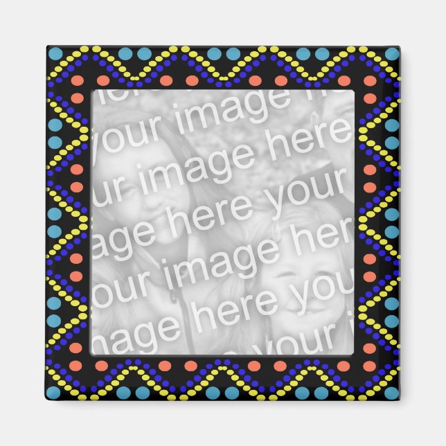 Imán fotomarco de puntos coloridos (Frente)