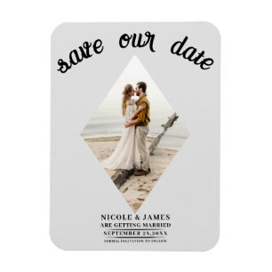 Imán Fotonoviazgo de boda con diamante gris claro Save 