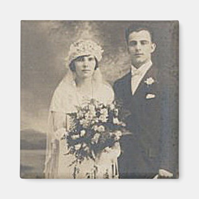 Imán Fotos antiguas de novias románticas y de Groom (Frente)