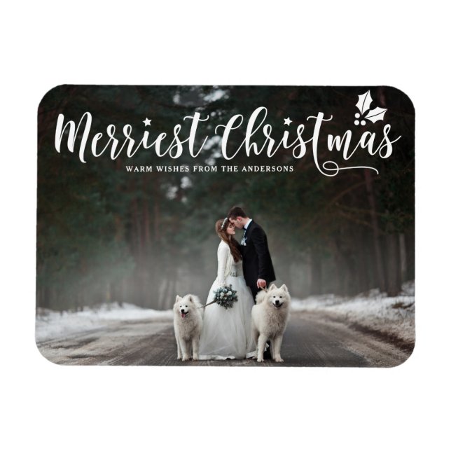 Imán Fotos de caligrafía moderna de los mejores Navidad (Horizontal)