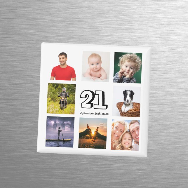 Imán Fotos de collage para cumpleaños 21 guardar fecha (Subido por el creador)