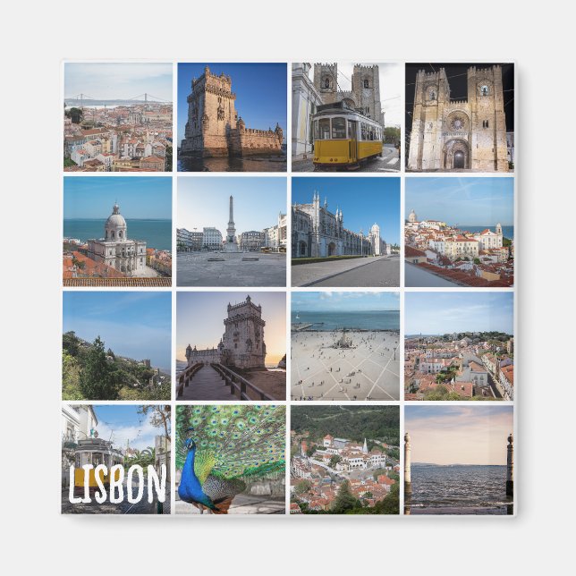 Imán Fotos de Lisboa mosaico, Portugal (Frente)