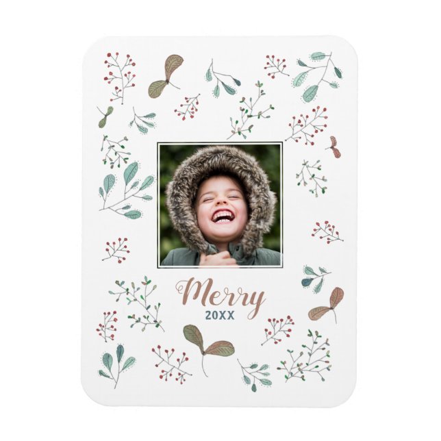 Imán Fotos de Navidades de Merry Winter Woodland (Vertical)