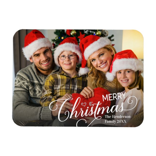 Imán Fotos de Personalizado simple de Feliz Navidad (Horizontal)